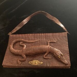 Exquisite Brown Alligator Embossed Shoulder Bag